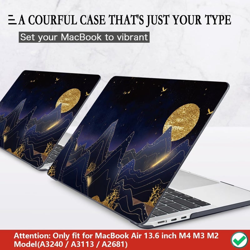 CISSOOK Compatible with MacBook Air 13.6 inch Case 2022 2024 2025 Release Model A2681 A3113 A3240, Plastic Hard Shell Case with Keyboard Cover for MacBook Air 13.6 M2 M3 M4, Gold Moon - Image 3